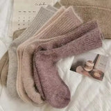 Winter Thick Warm Cashmere Wool Socks for Women – Harajuku Style Solid Color Long Thermal Fashion Socks