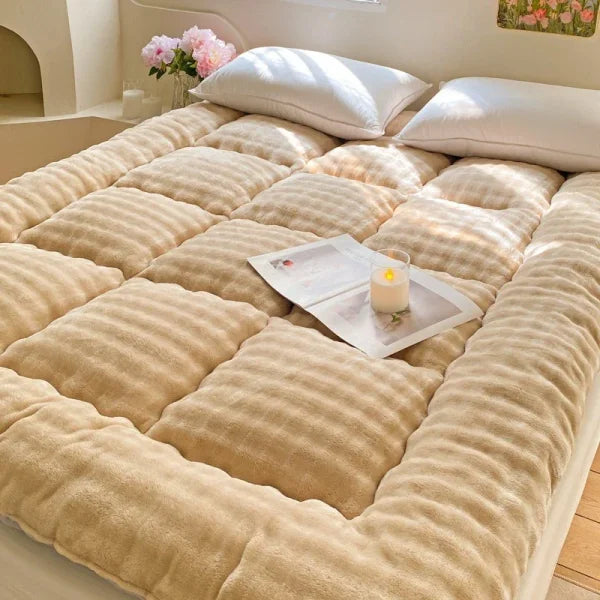 Winter Thickened Rabbit Plush Mattress - Fluffy Tatami Cushion for Dormitory - yellow / 200CM