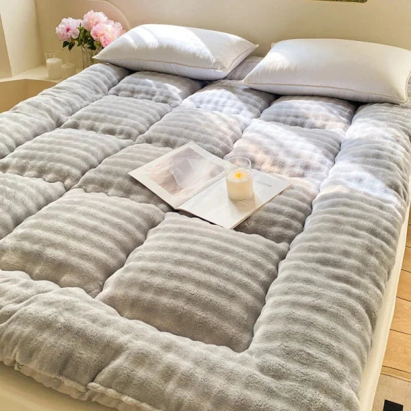 Winter Thickened Rabbit Plush Mattress - Fluffy Tatami Cushion for Dormitory - gray / 120CM