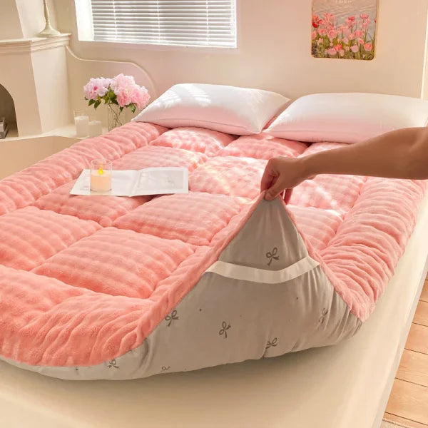 Winter Thickened Rabbit Plush Mattress - Fluffy Tatami Cushion for Dormitory