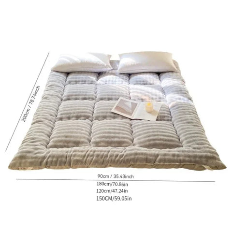 Winter Thickened Rabbit Plush Mattress - Fluffy Tatami Cushion for Dormitory