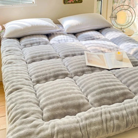 Winter Thickened Rabbit Plush Mattress - Fluffy Tatami Cushion for Dormitory