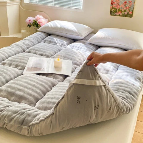 Winter Thickened Rabbit Plush Mattress - Fluffy Tatami Cushion for Dormitory