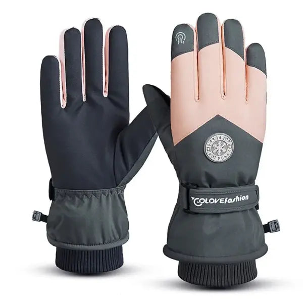 Winter Unisex Snowboard & Ski Gloves – Waterproof PU Leather Touchscreen Non-Slip Fleece Warm Gloves for Cycling &