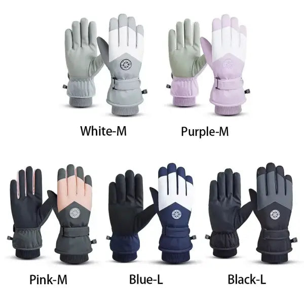 Winter Unisex Snowboard & Ski Gloves – Waterproof PU Leather Touchscreen Non-Slip Fleece Warm Gloves for Cycling &