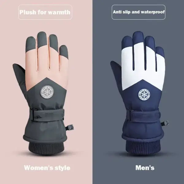 Winter Unisex Snowboard & Ski Gloves – Waterproof PU Leather Touchscreen Non-Slip Fleece Warm Gloves for Cycling &