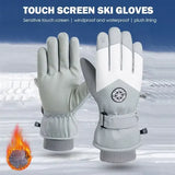 Winter Unisex Snowboard & Ski Gloves – Waterproof PU Leather Touchscreen Non-Slip Fleece Warm Gloves for Cycling &