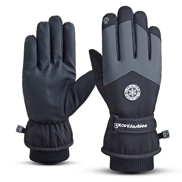 Winter Unisex Snowboard & Ski Gloves – Waterproof PU Leather Touchscreen Non-Slip Fleece Warm Gloves for Cycling &