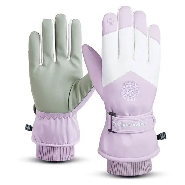 Winter Unisex Snowboard & Ski Gloves – Waterproof PU Leather Touchscreen Non-Slip Fleece Warm Gloves for Cycling &