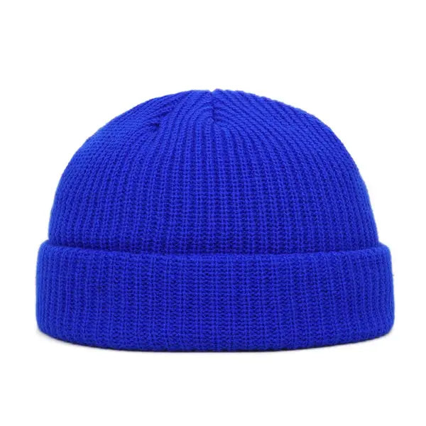 Winter Warm Beanies Casual Short Thread Hip Hop Hat Adult Men Female Wool Knitted Skull Cap Elastic Unisex - Blue