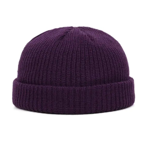 Winter Warm Beanies Casual Short Thread Hip Hop Hat Adult Men Female Wool Knitted Skull Cap Elastic Unisex - Purple