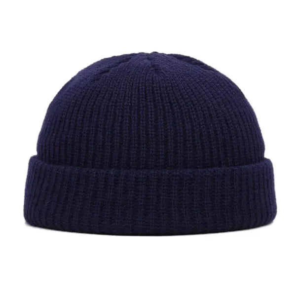 Winter Warm Beanies Casual Short Thread Hip Hop Hat Adult Men Female Wool Knitted Skull Cap Elastic Unisex - Navy
