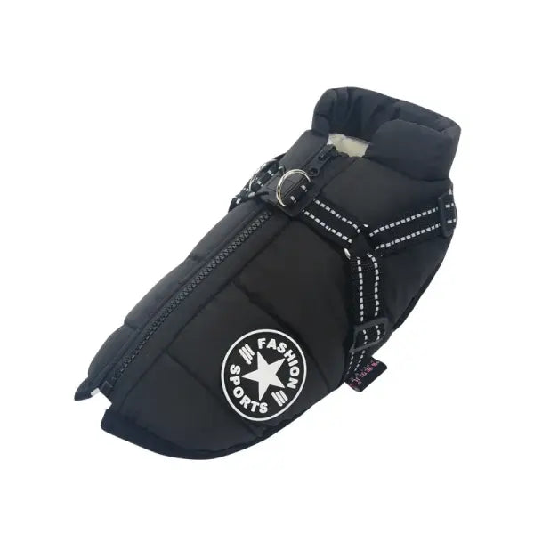 Waterproof Winter Dog Jacket with Harness – Warm Coat for Large Dogs Labrador Chihuahua & French Bulldog - Black / S