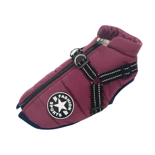 Waterproof Winter Dog Jacket with Harness – Warm Coat for Large Dogs Labrador Chihuahua & French Bulldog - Purple / 5XL