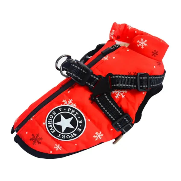 Waterproof Winter Dog Jacket with Harness – Warm Coat for Large Dogs Labrador Chihuahua & French Bulldog - Snowflake