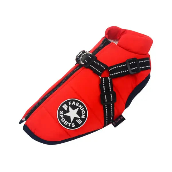 Waterproof Winter Dog Jacket with Harness – Warm Coat for Large Dogs Labrador Chihuahua & French Bulldog - Red / S