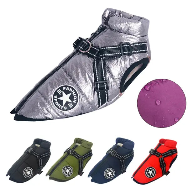 Waterproof Winter Dog Jacket with Harness – Warm Coat for Large Dogs Labrador Chihuahua & French Bulldog
