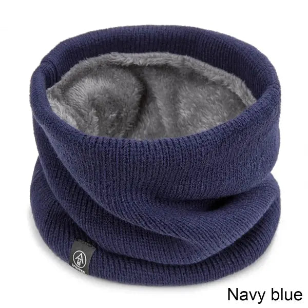 Winter Kids Scarf – Thick Wool & Cotton Neck Warmer for Boys & Girls Knitted Snow Snood - Navy blue
