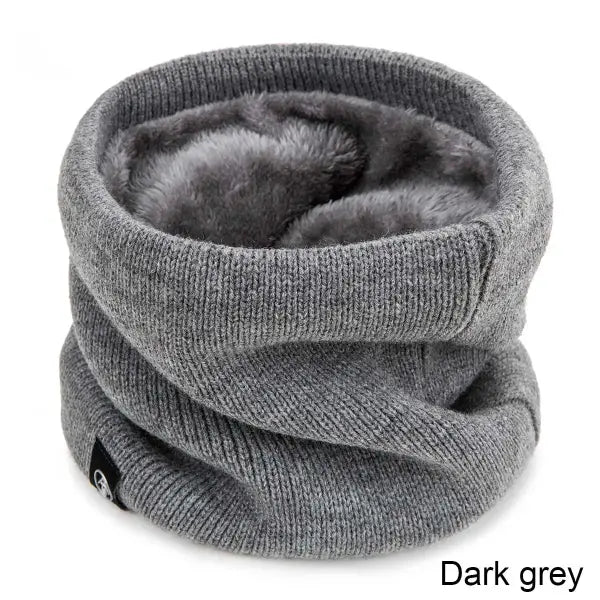 Winter Kids Scarf – Thick Wool & Cotton Neck Warmer for Boys & Girls Knitted Snow Snood - Dark gray