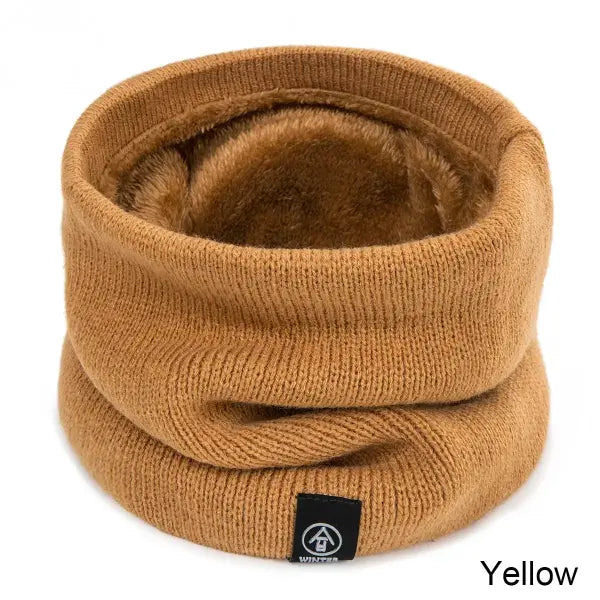 Winter Kids Scarf – Thick Wool & Cotton Neck Warmer for Boys & Girls Knitted Snow Snood - Yellow