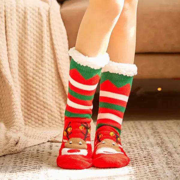 Winter Plush Socks for Women – Soft Non-Slip Fuzzy Floor Slippers Cute Penguin & Animal Design Cozy Christmas Gift