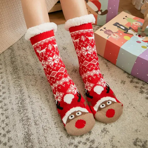 Winter Plush Socks for Women – Soft Non-Slip Fuzzy Floor Slippers Cute Penguin & Animal Design Cozy Christmas Gift