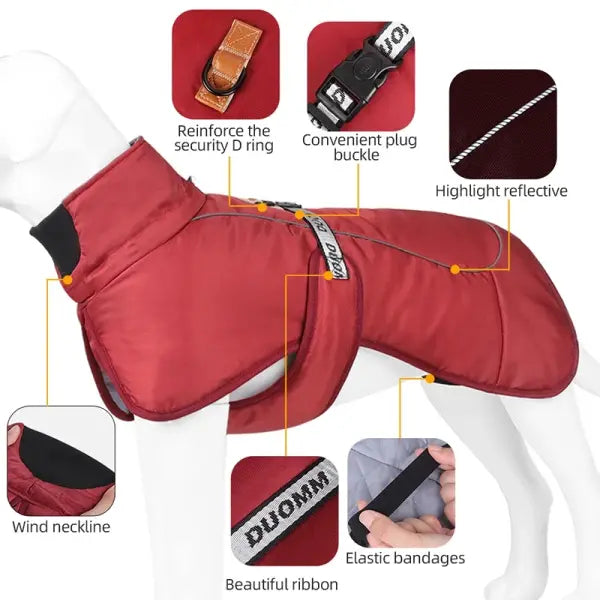 Winter Waterproof Dog Jacket – Warm Reflective Vest Coat for Medium & Large Dogs Labrador & Golden Retriever