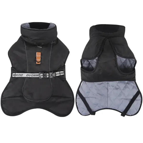 Winter Waterproof Dog Jacket – Warm Reflective Vest Coat for Medium & Large Dogs Labrador & Golden Retriever - Black