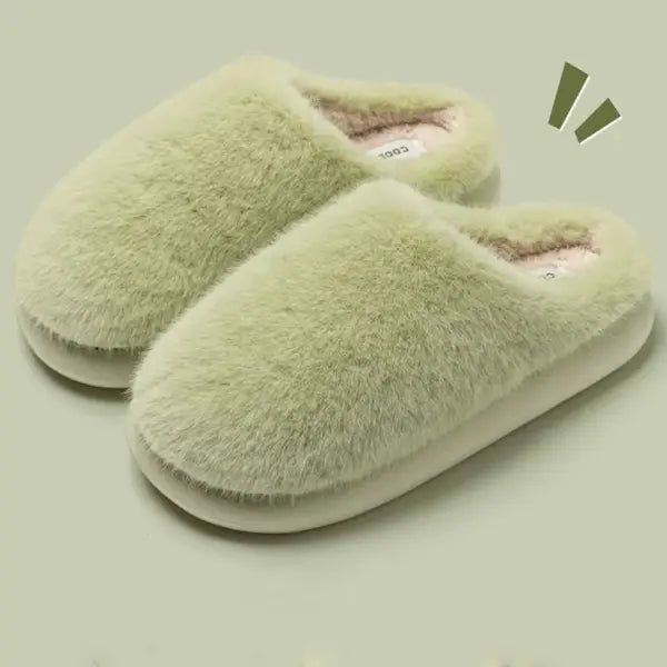 Women’s Winter Faux Fur Slippers – Cozy Plush Indoor House Shoes with Thick Slip-Resistant Sole - green / 36-37