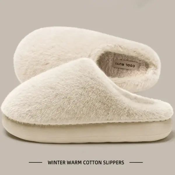 Women’s Winter Faux Fur Slippers – Cozy Plush Indoor House Shoes with Thick Slip-Resistant Sole