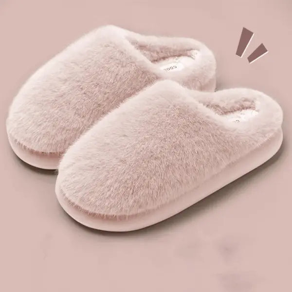 Women’s Winter Faux Fur Slippers – Cozy Plush Indoor House Shoes with Thick Slip-Resistant Sole - Pink / 36-37
