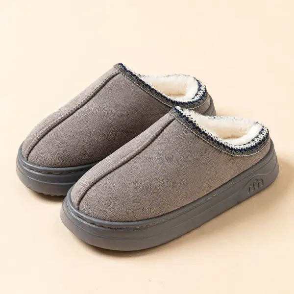 Winter Fuzzy Fur Slippers – Soft Plush Indoor/Outdoor Warm House Shoes Anti-Slip Cozy Comfort for Women & Men - GRAY