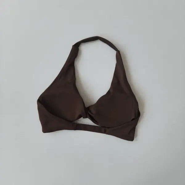 Wire-Free Push-Up Sports Bra Halter Neck Sexy Fitness Yoga Top - Coffee / M