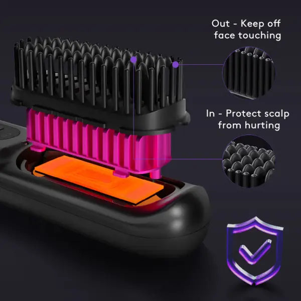 Wireless Hair Straightener Brush Portable USB Charging Fast Heating - None