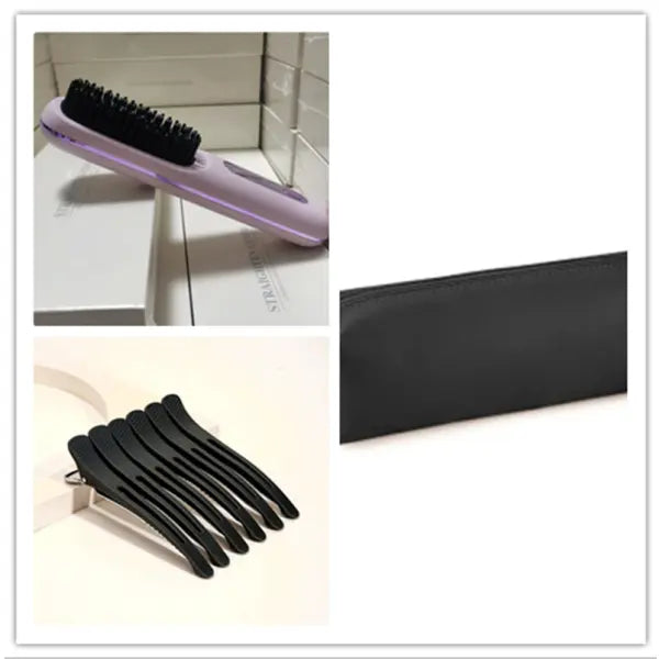 Wireless Hair Straightener Brush Portable USB Charging Fast Heating - Set4 - None
