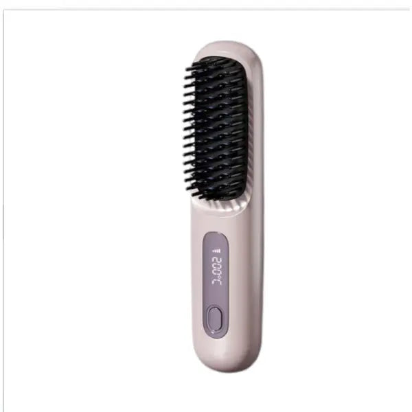 Wireless Hair Straightener Brush Portable USB Charging Fast Heating - Purple - None