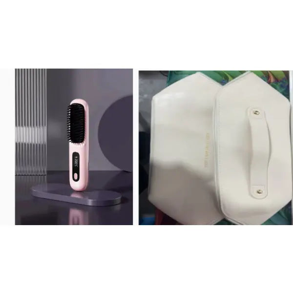 Wireless Hair Straightener Brush Portable USB Charging Fast Heating - Set9 - None