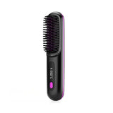 Wireless Hair Straightener Brush Portable USB Charging Fast Heating - None