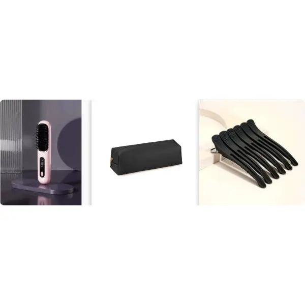 Wireless Hair Straightener Brush Portable USB Charging Fast Heating - Set5 - None