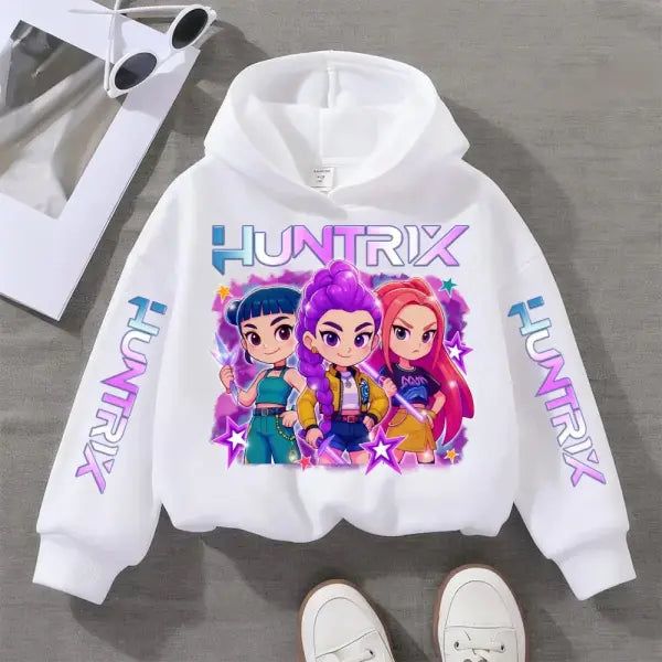 Zoey Witch Hunter Cosplay Costume – Purple Demon Hunter Hoodie for Women & Girls Halloween - White / 100