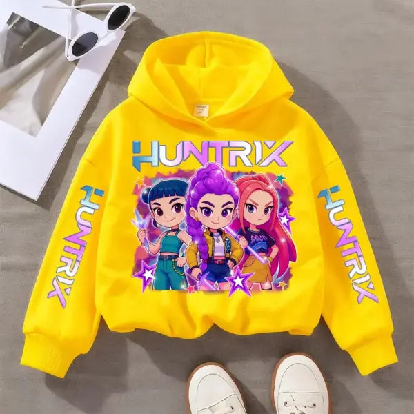 Zoey Witch Hunter Cosplay Costume – Purple Demon Hunter Hoodie for Women & Girls Halloween - Yellow / 100
