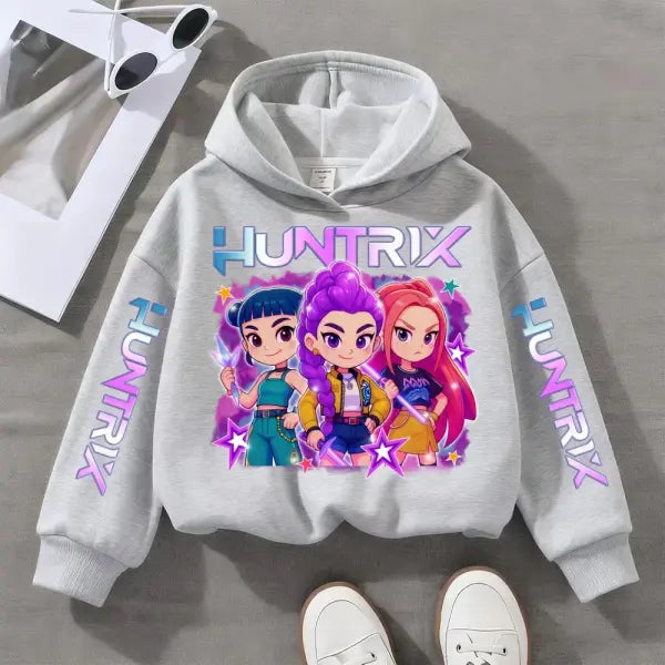 Zoey Witch Hunter Cosplay Costume – Purple Demon Hunter Hoodie for Women & Girls Halloween - Gray / 140