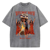 Witches Brew Coffee Black Magic Washed Retro Mens T Shirt - Gray / XL