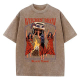 Witches Brew Coffee Black Magic Washed Retro Mens T Shirt - Brown / XL