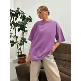 Orinchic Loose Fit 100 Percent Cotton O Neck Womens Casual Tee