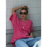 Orinchic Loose Fit 100 Percent Cotton O Neck Womens Casual Tee