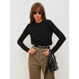 Women Loose Fit Pure Cotton Knitted Tee for Spring Autumn
