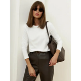 Women Loose Fit Pure Cotton Knitted Tee for Spring Autumn