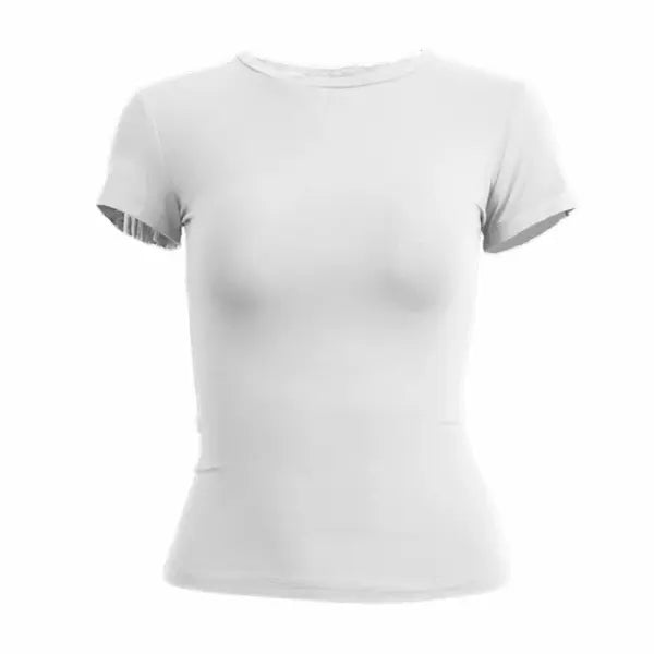 Women’s Y2K Slim Fit Tops Knitted Short Sleeve T-Shirt - WHITE / XL
