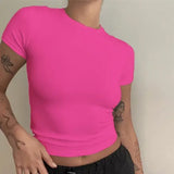 Women’s Y2K Slim Fit Tops Knitted Short Sleeve T-Shirt